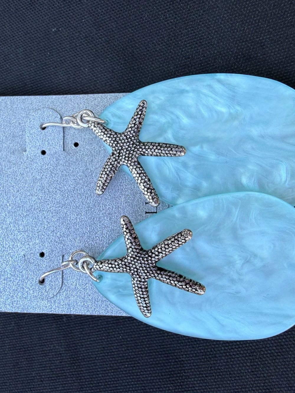 Turquoise Starfish Drop Earrings with Silver Accents